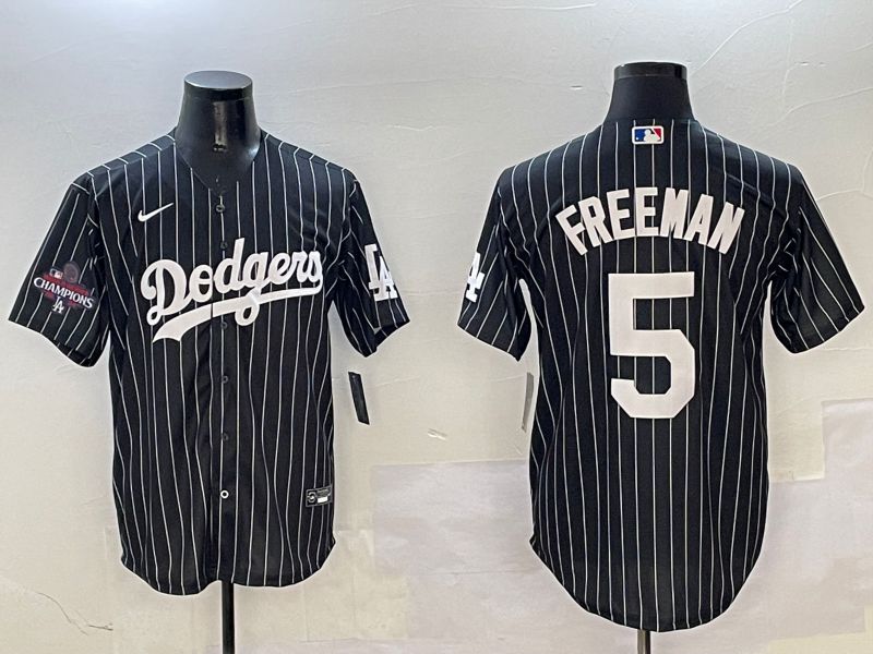Men Los Angeles Dodgers #5 Freeman Black Stripe Jointly Name 2025 Nike MLB Jersey style 3->los angeles dodgers->MLB Jersey